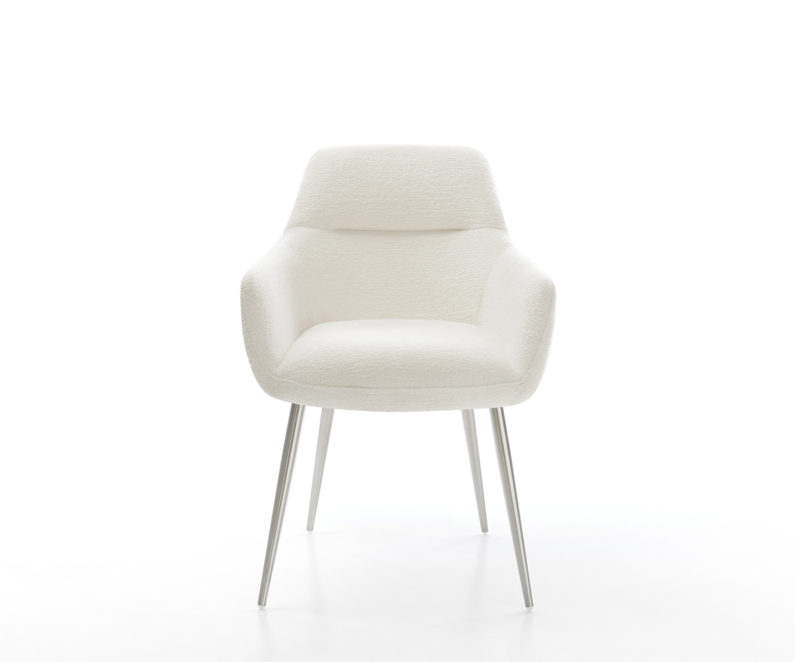 Jedálenská stolička Pejo-Flex bouclé mäkký béžová 4-nohá zúžená nerezová oceľ vrecková pružina - Image 2