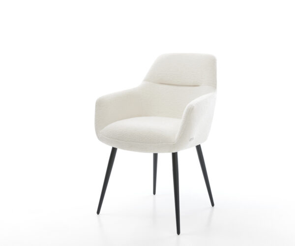 Jedálenská stolička Pejo-Flex bouclé mäkký béžová 4-nohá zúžená čierna vrecková pružina