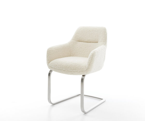 Konzolová jedálenská stolička Pejo-Flex teddy látka béžová konzolová jedálenská stolička plochý nerezová oceľ vrecková pružina