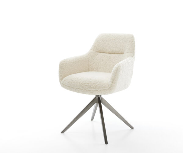 Jedálenská stolička Pejo-Flex teddy látka béžová krížová podstava široká grafitová 360° otočná hojdacia funkcia vrecková pružina