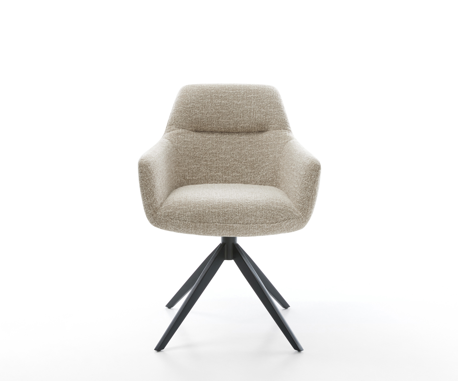 Jedálenská stolička Pejo-Flex tkanina mäkký béžová krížová podstava široká čierna 360° otočný hojdacia funkcia vrecková pružina - Image 2