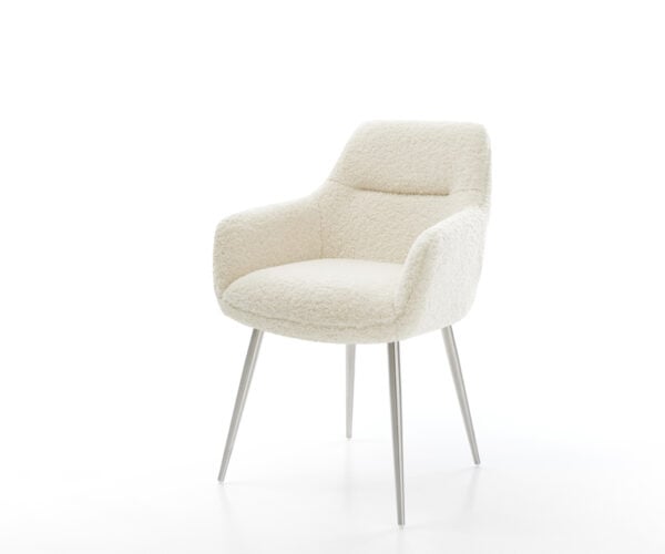 Jedálenská stolička Pejo-Flex teddy látka béžová 4-nohá zúžená nerezová oceľ vrecková pružina