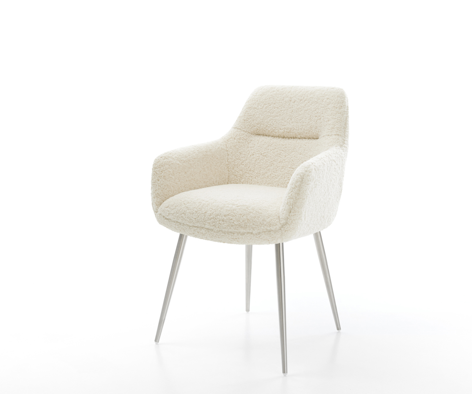 Jedálenská stolička Pejo-Flex teddy látka béžová 4-nohá zúžená nerezová oceľ vrecková pružina