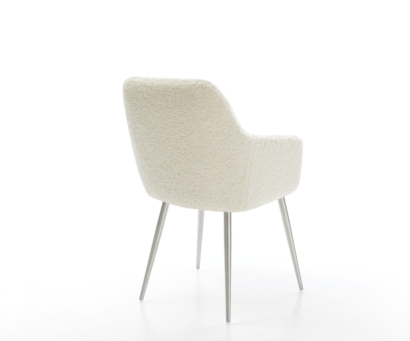 Jedálenská stolička Pejo-Flex teddy látka béžová 4-nohá zúžená nerezová oceľ vrecková pružina - Image 5