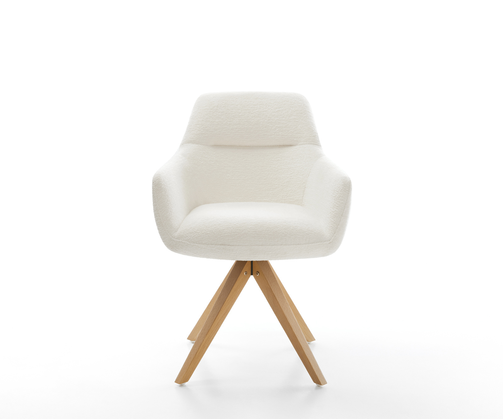 Jedálenská stolička Pejo-Flex bouclé mäkký béžová drevená podstava hranatá prírodná 180° otočný vrecková pružina - Image 2