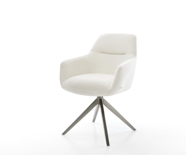 Jedálenská stolička Pejo-Flex bouclé mäkký béžová krížová podstava široká grafitová 360° otočná hojdacia funkcia vrecková pružina