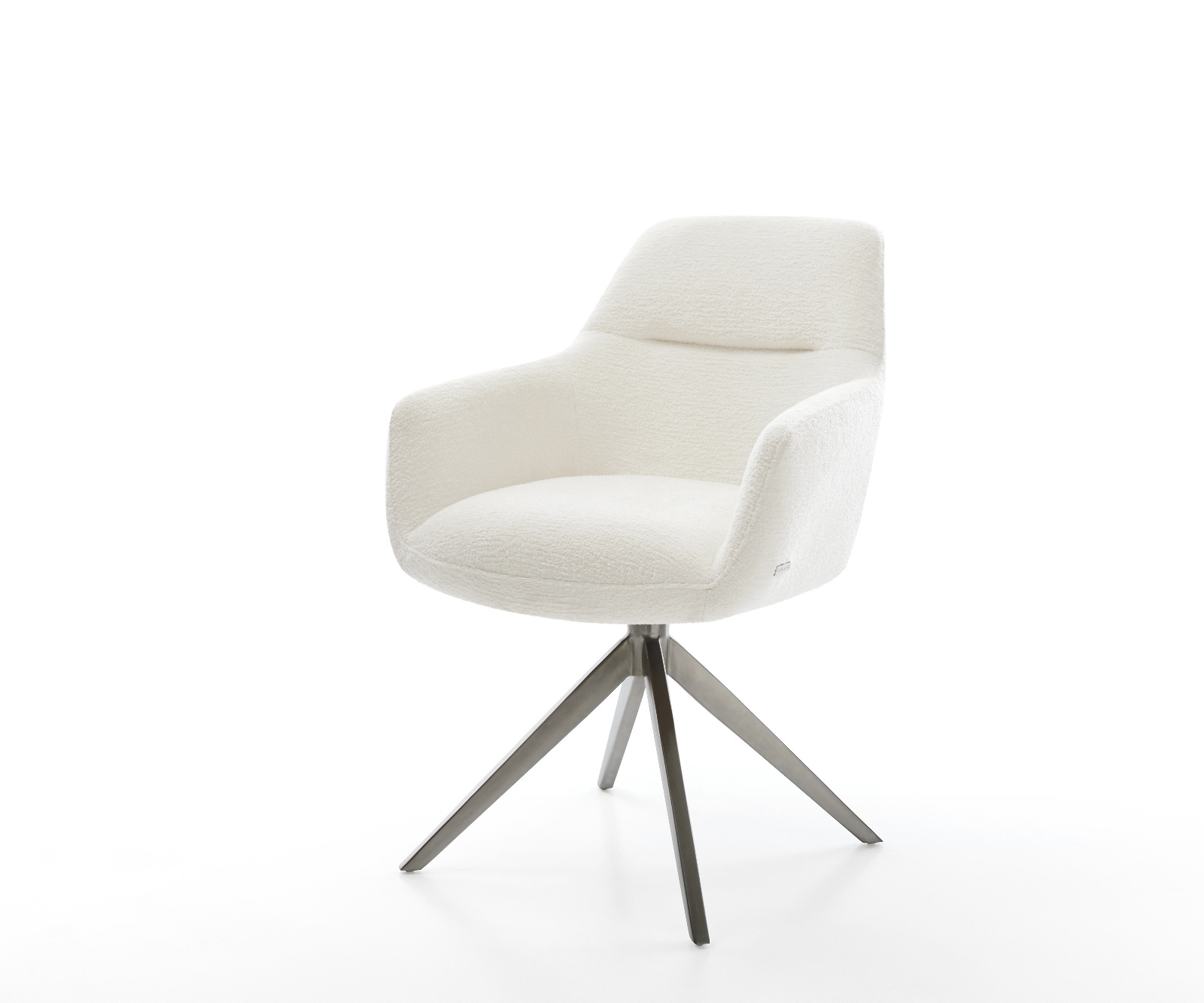 Jedálenská stolička Pejo-Flex bouclé mäkký béžová krížová podstava široká grafitová 360° otočná hojdacia funkcia vrecková pružina