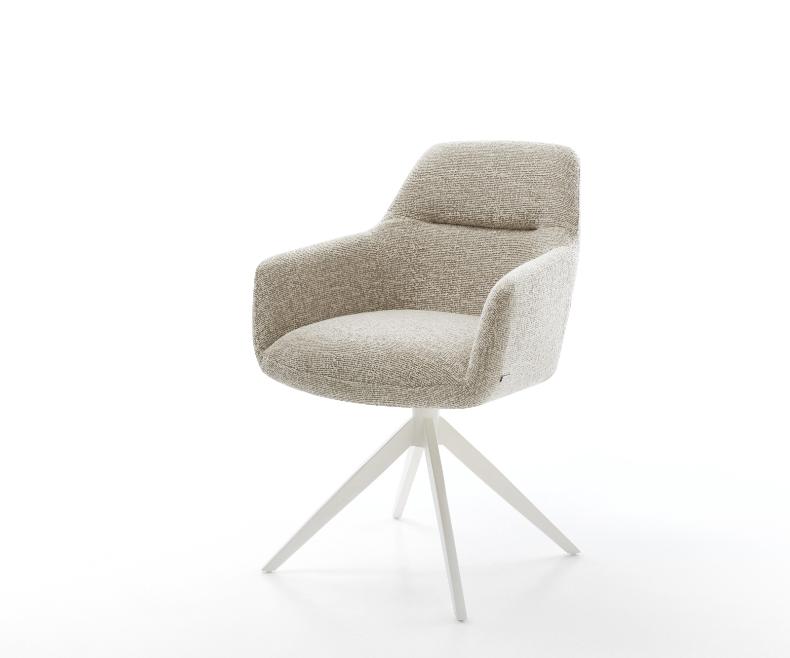 Jedálenská stolička Pejo-Flex tkanina mäkký béžová krížová podstava široká biela 360° otočný hojdacia funkcia vrecková pružina