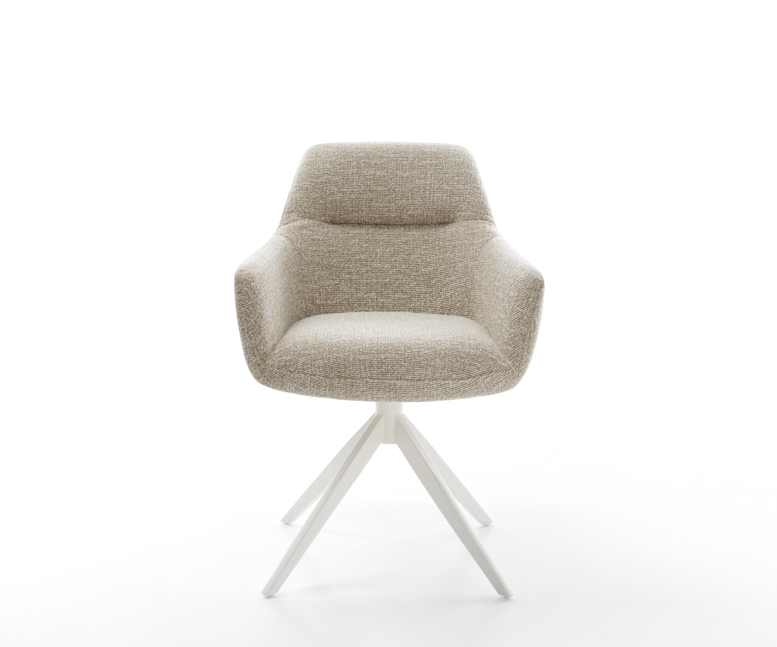 Jedálenská stolička Pejo-Flex tkanina mäkký béžová krížová podstava široká biela 360° otočný hojdacia funkcia vrecková pružina - Image 2