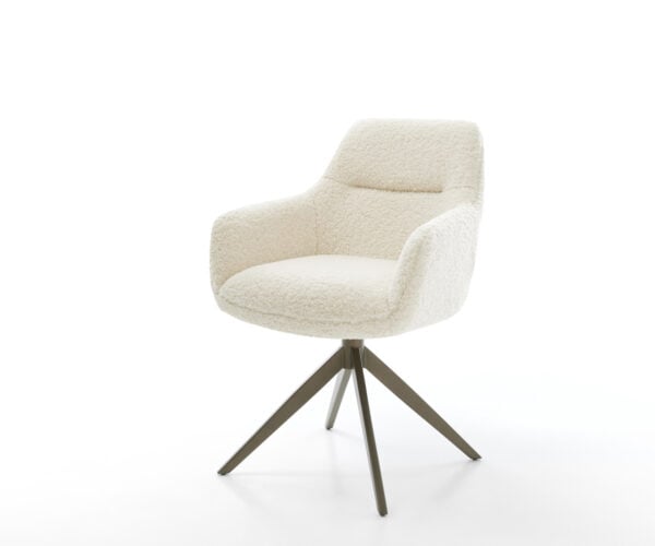 Jedálenská stolička Pejo-Flex teddy látka béžová krížová podstava široká titánová farba 360° otočný hojdacia funkcia vrecková pružina