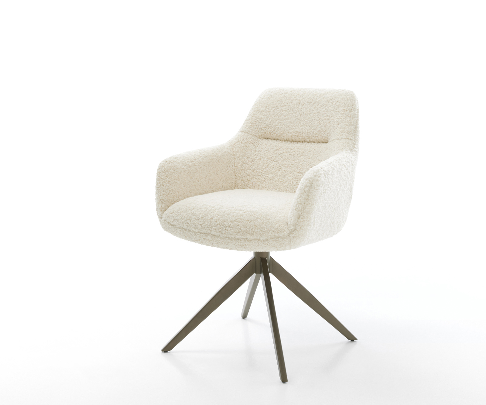 Jedálenská stolička Pejo-Flex teddy látka béžová krížová podstava široká titánová farba 360° otočný hojdacia funkcia vrecková pružina