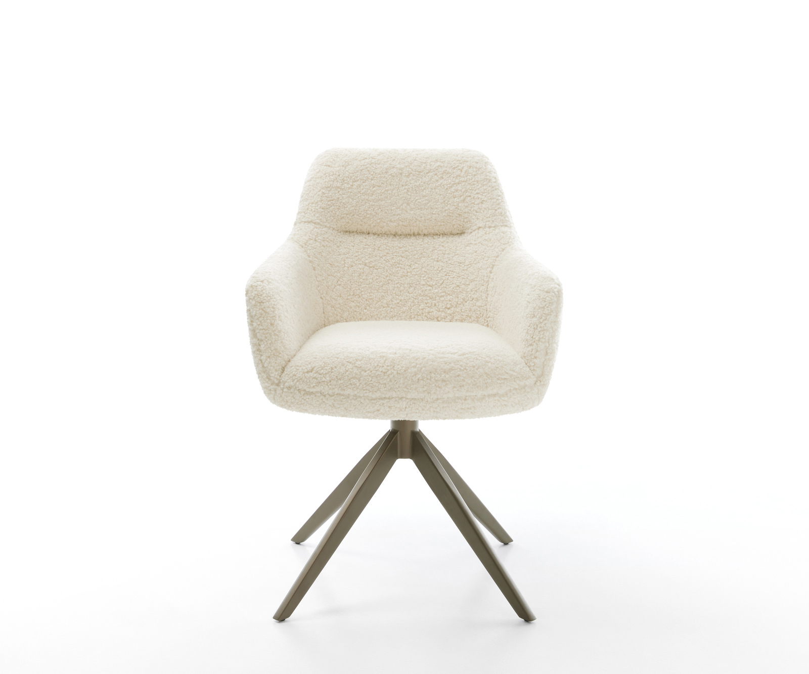 Jedálenská stolička Pejo-Flex teddy látka béžová krížová podstava široká titánová farba 360° otočný hojdacia funkcia vrecková pružina - Image 2