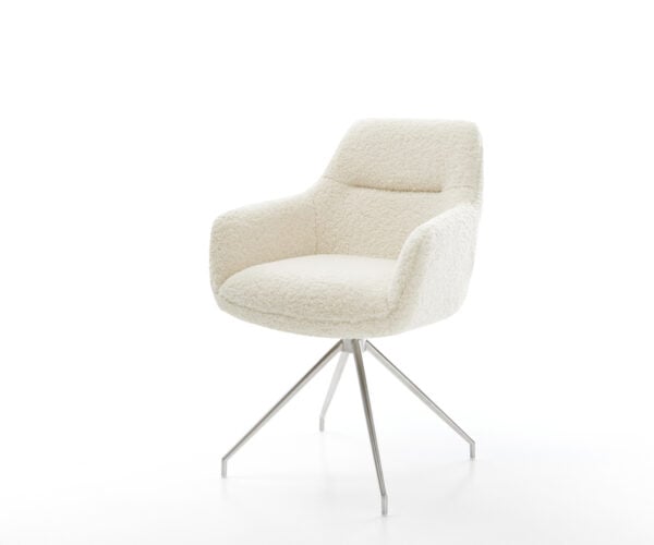 Jedálenská stolička Pejo-Flex teddy látka béžová krížová podstava zúžená nerezová oceľ vrecková pružina