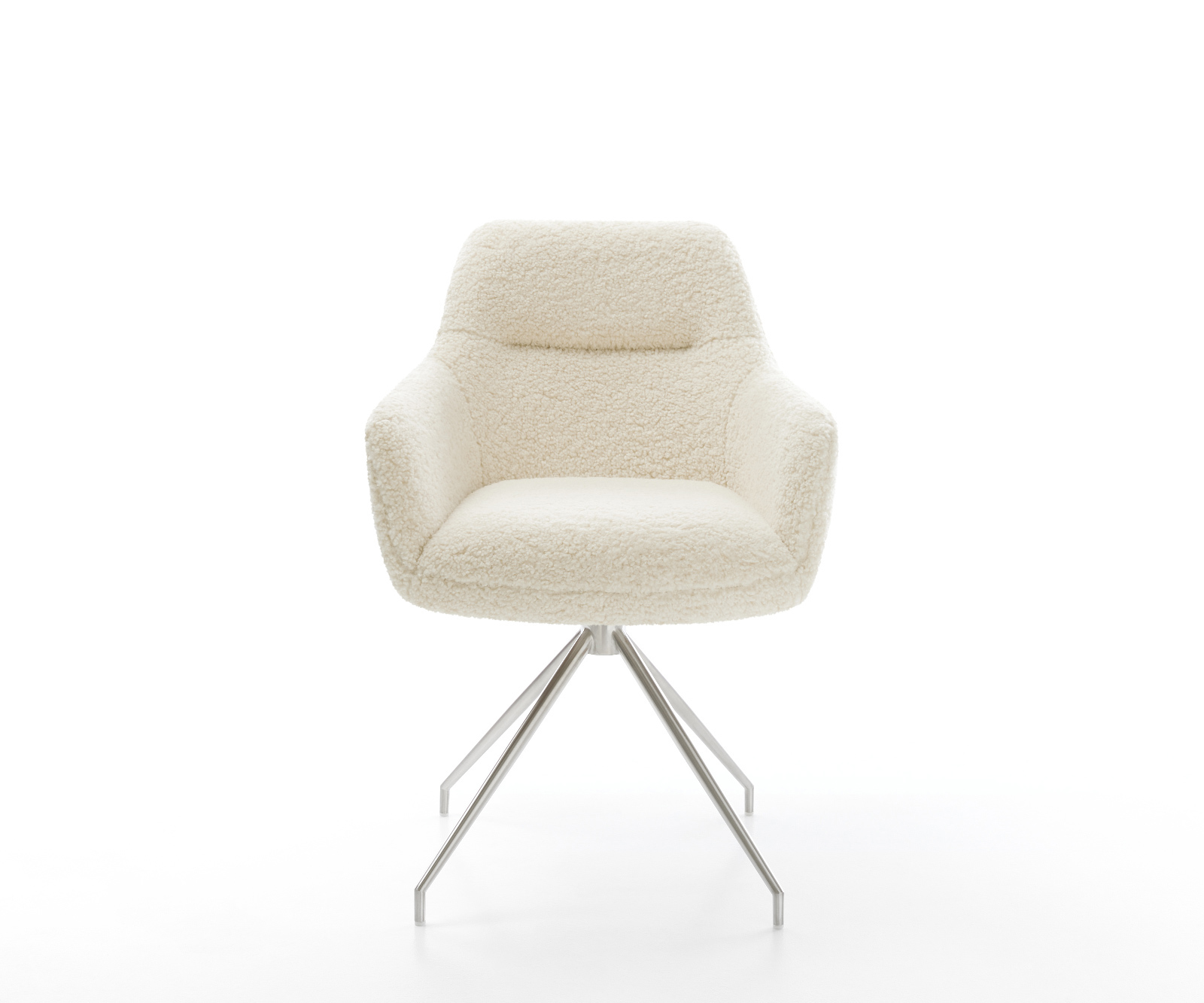 Jedálenská stolička Pejo-Flex teddy látka béžová krížová podstava zúžená nerezová oceľ vrecková pružina - Image 2