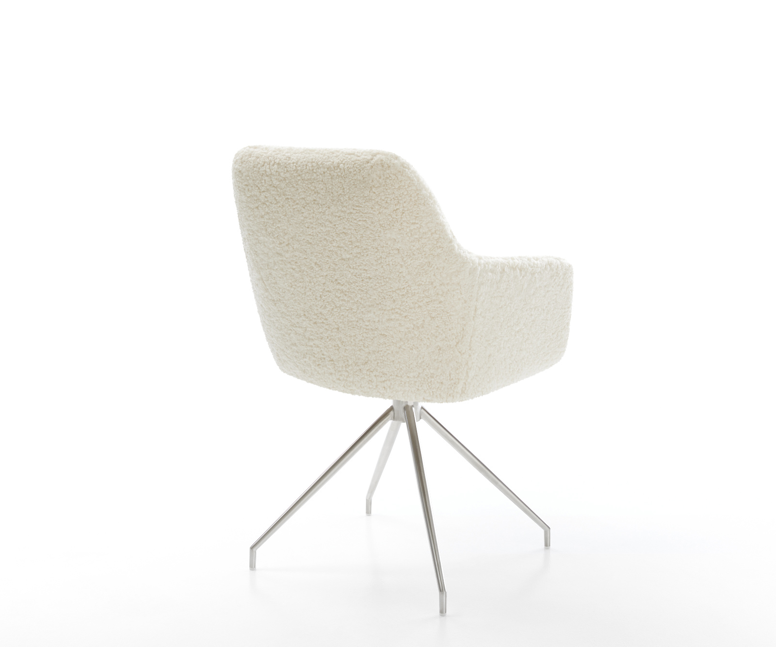 Jedálenská stolička Pejo-Flex teddy látka béžová krížová podstava zúžená nerezová oceľ vrecková pružina - Image 5