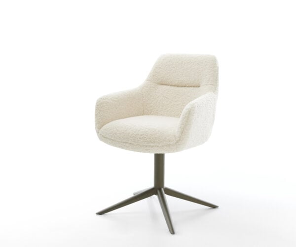 Jedálenská stolička Pejo-Flex teddy látka béžová podstava krížová titánová farba 360° otočný hojdacia funkcia vrecková pružina