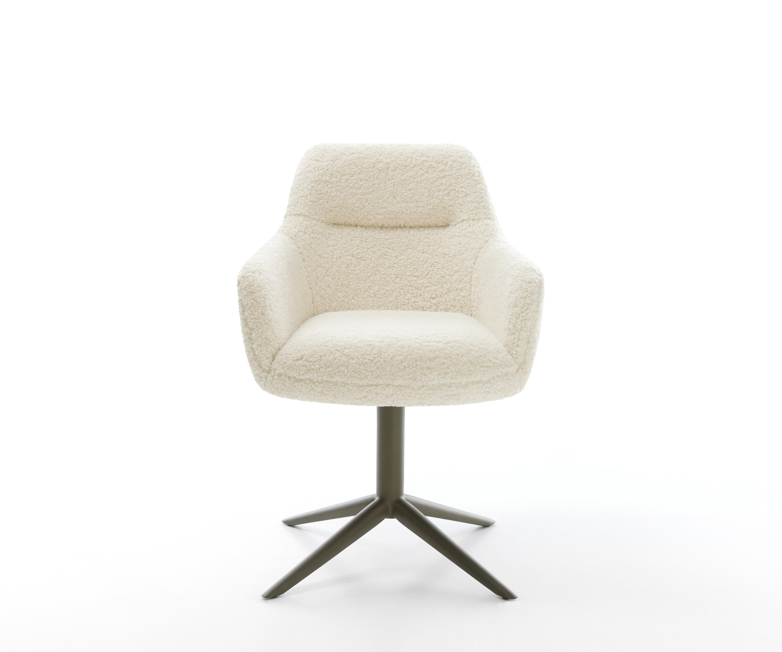 Jedálenská stolička Pejo-Flex teddy látka béžová podstava krížová titánová farba 360° otočný hojdacia funkcia vrecková pružina - Image 2