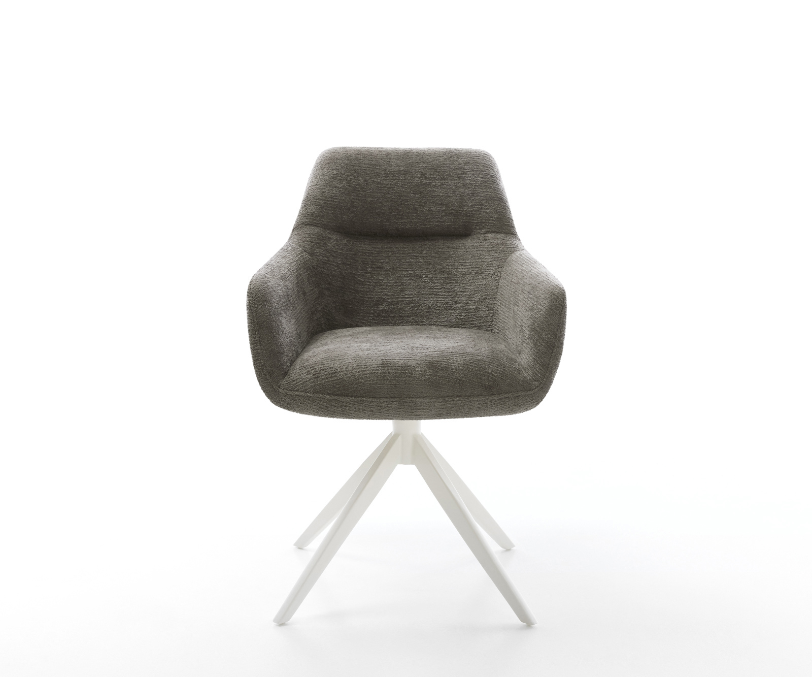 Jedálenská stolička Pejo-Flex bouclé mäkký tmavobéžová krížová podstava široká biela 360° otočný hojdacia funkcia vrecková pružina - Image 2