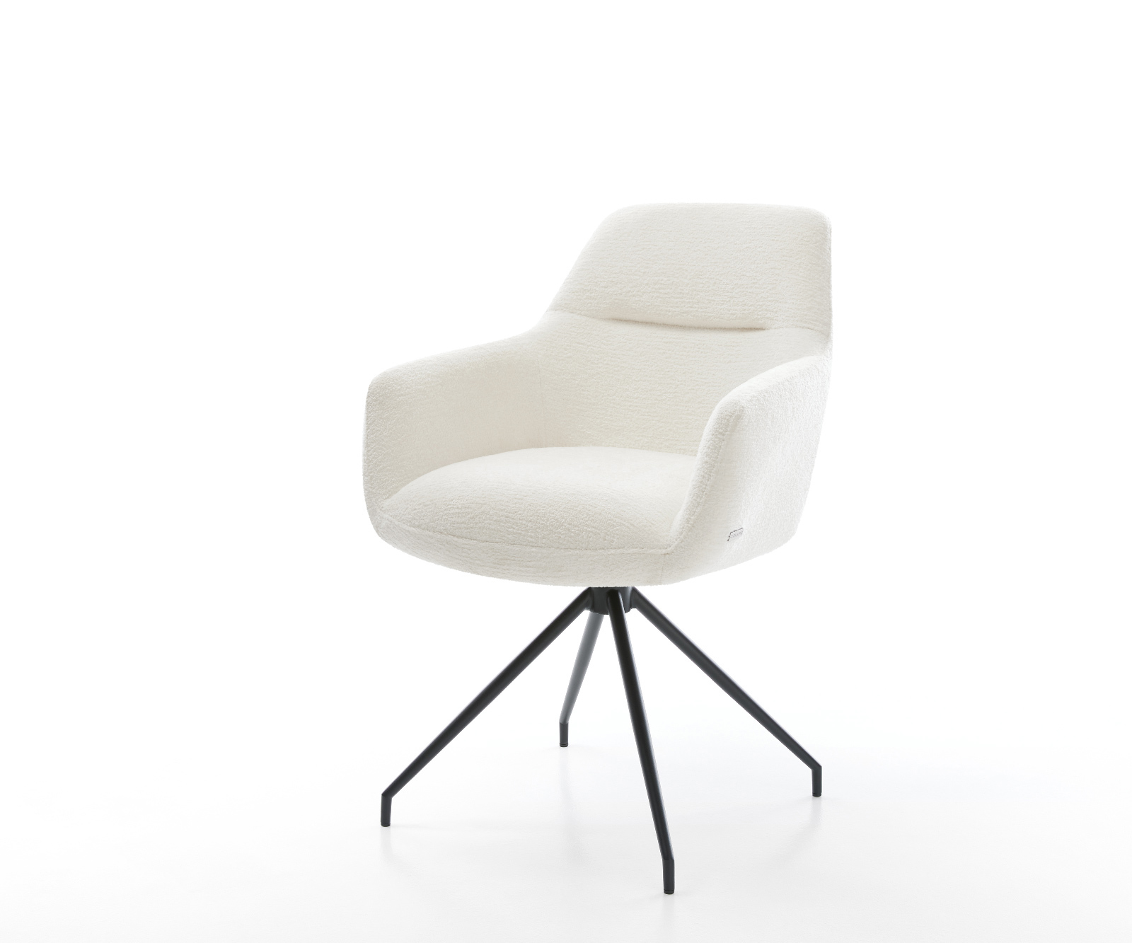 Jedálenská stolička Pejo-Flex bouclé mäkký béžová krížová podstava zúžená čierna vrecková pružina