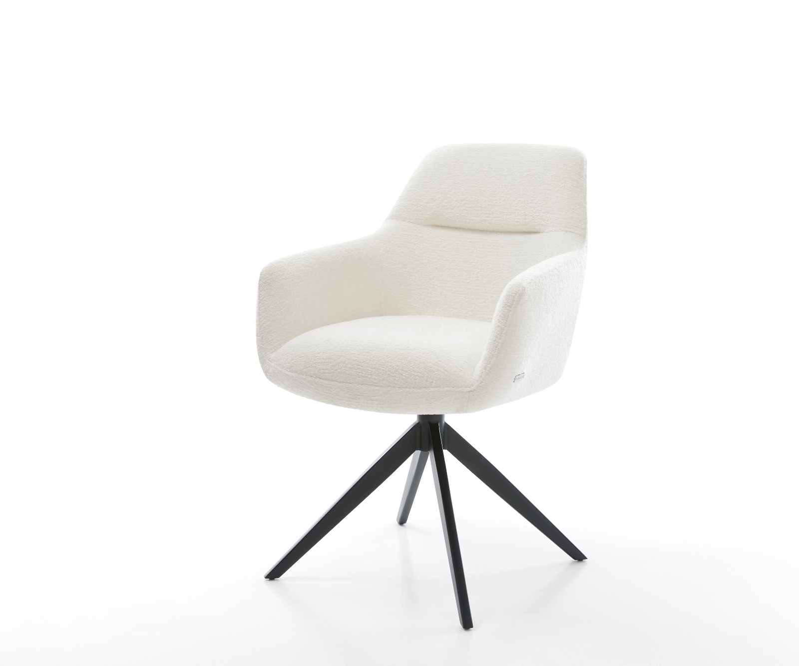 Jedálenská stolička Pejo-Flex bouclé mäkký béžová krížová podstava široká čierna 360° otočný hojdacia funkcia vrecková pružina