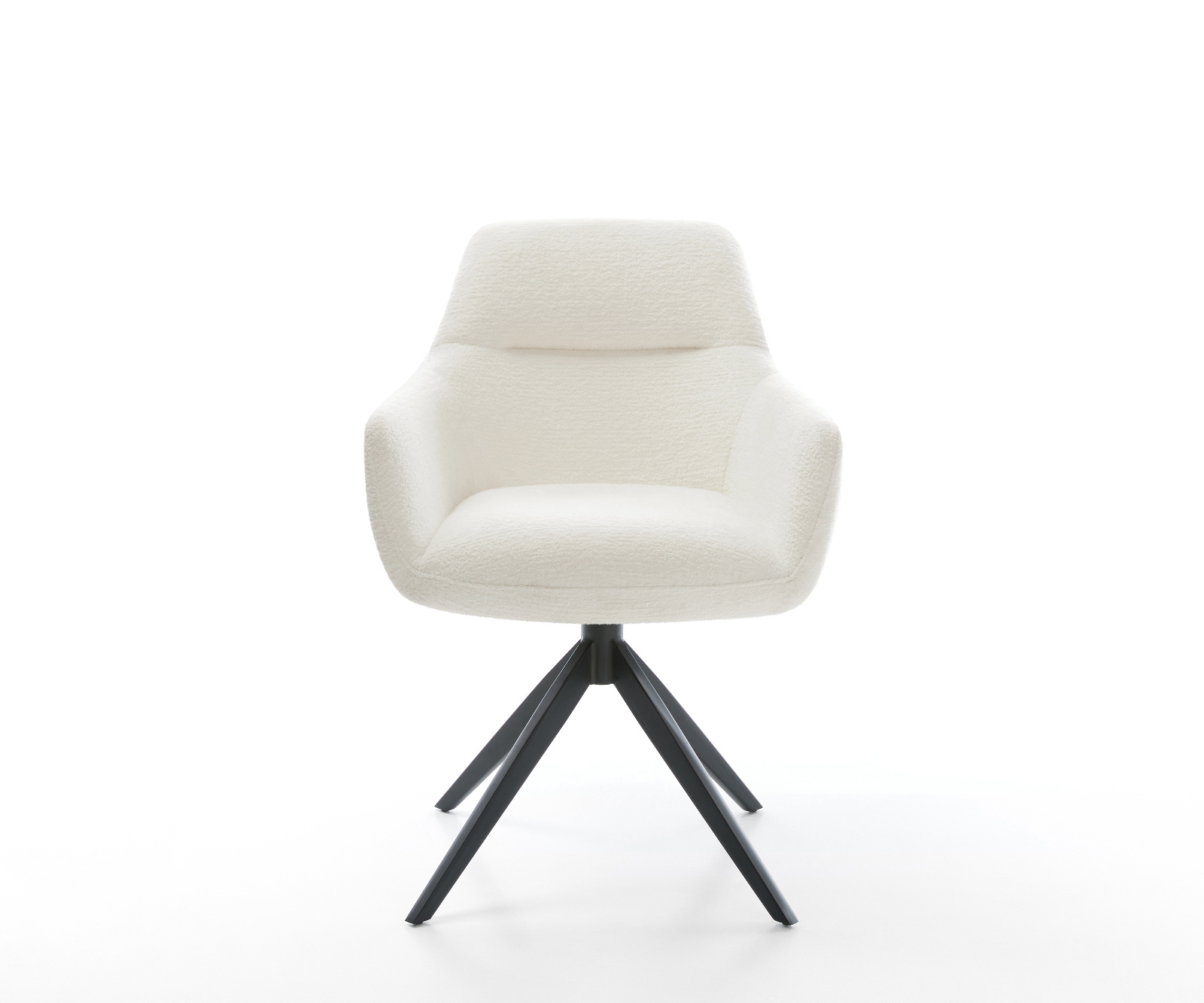 Jedálenská stolička Pejo-Flex bouclé mäkký béžová krížová podstava široká čierna 360° otočný hojdacia funkcia vrecková pružina - Image 2