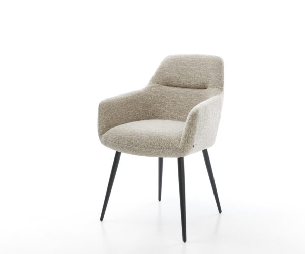 Jedálenská stolička Pejo-Flex tkanina mäkký béžová 4-nohá zúžená čierna vrecková pružina