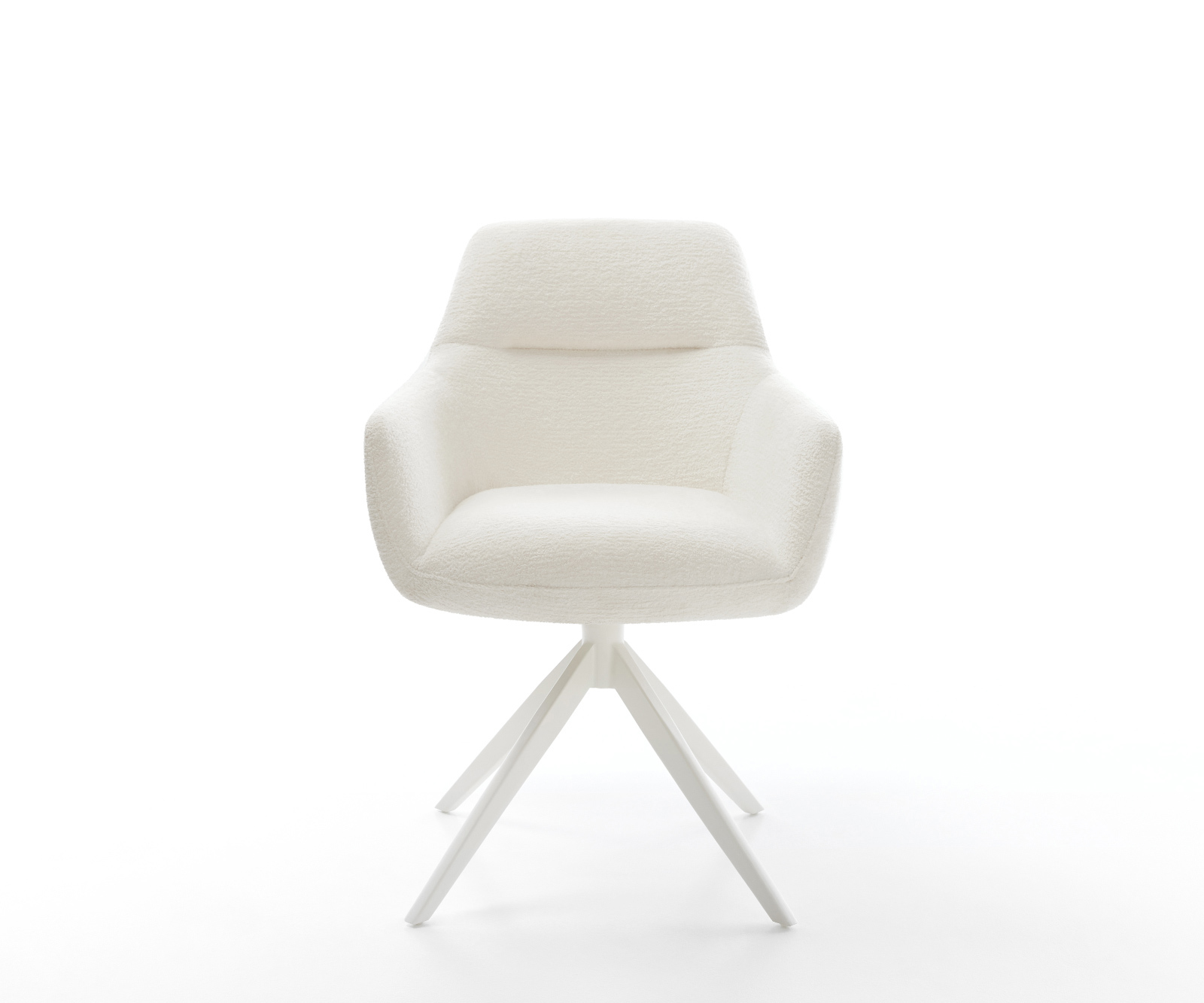 Jedálenská stolička Pejo-Flex bouclé mäkký béžová krížová podstava široká biela 360° otočná hojdacia funkcia vrecková pružina - Image 2