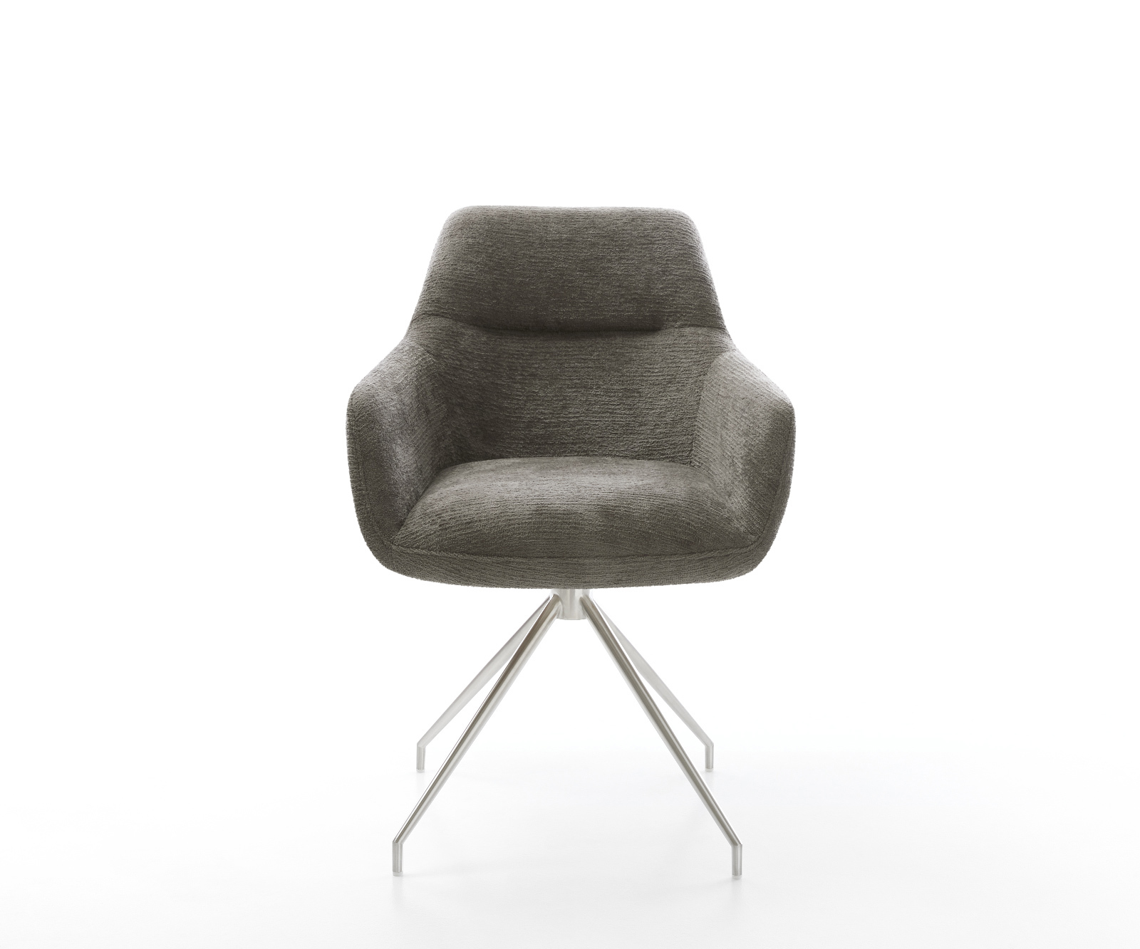 Jedálenská stolička Pejo-Flex bouclé mäkký tmavobéžová krížová podstava zúžená nerezová oceľ vrecková pružina - Image 2