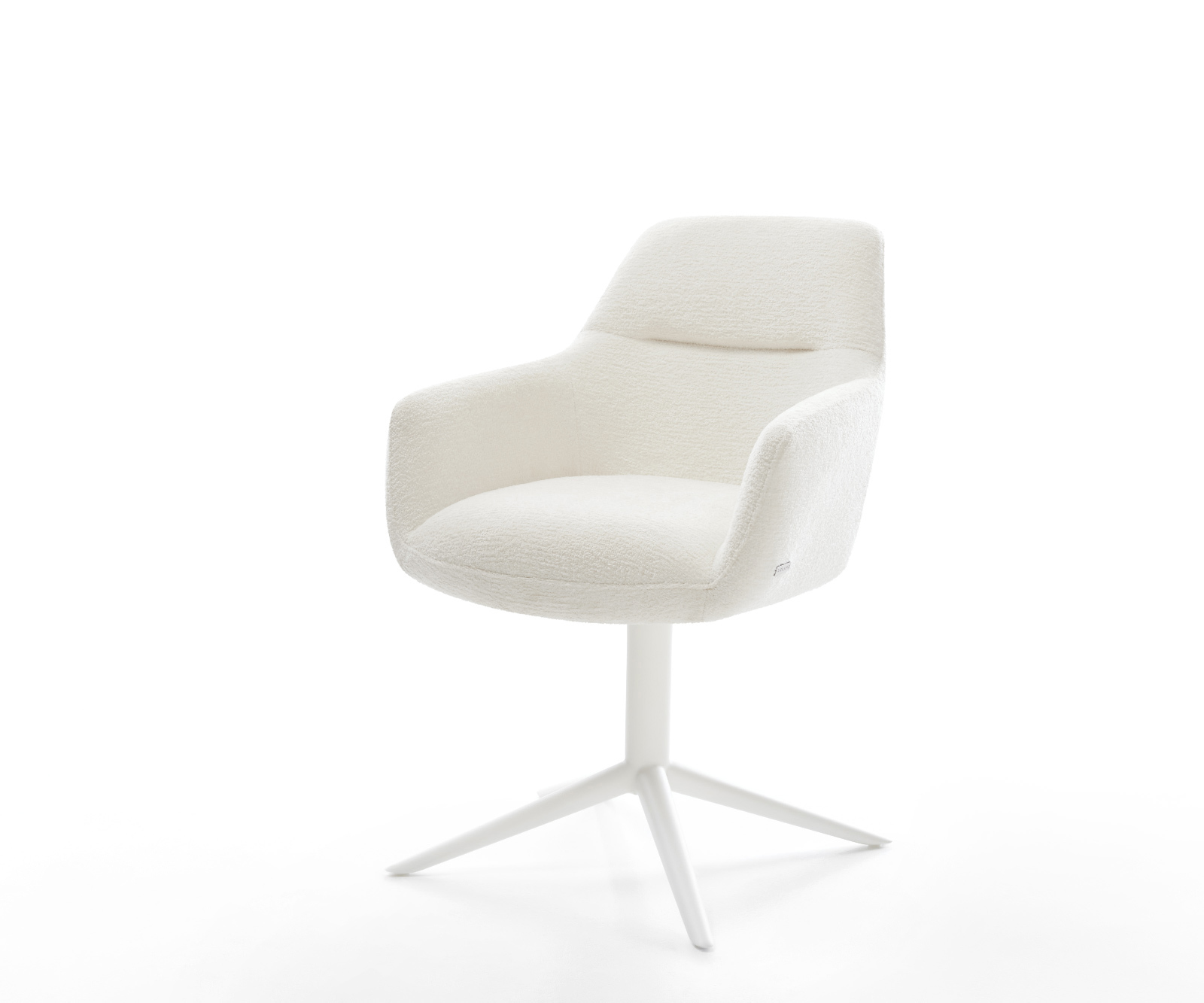 Jedálenská stolička Pejo-Flex bouclé mäkký béžová krížová podstava biela otočný 360° hojdacia funkcia vrecková pružina