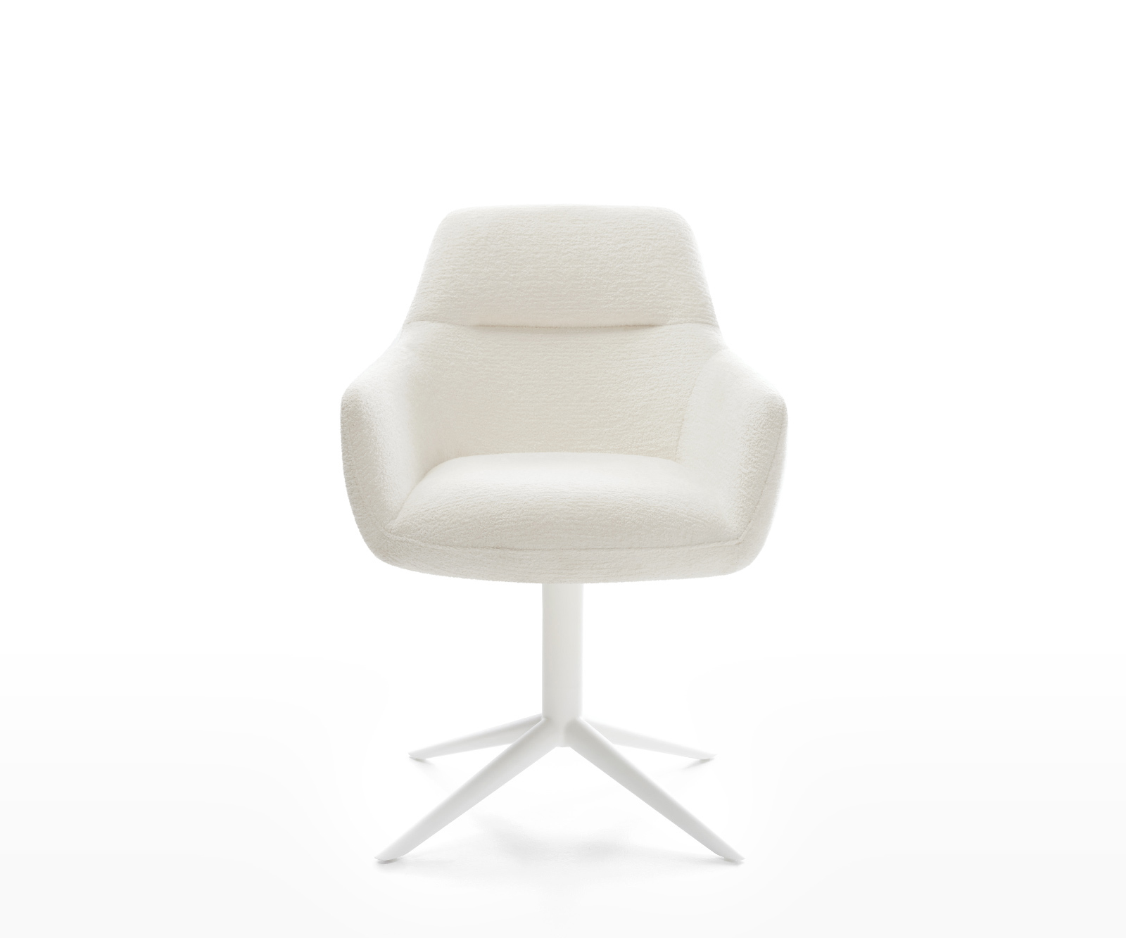 Jedálenská stolička Pejo-Flex bouclé mäkký béžová krížová podstava biela otočný 360° hojdacia funkcia vrecková pružina - Image 2