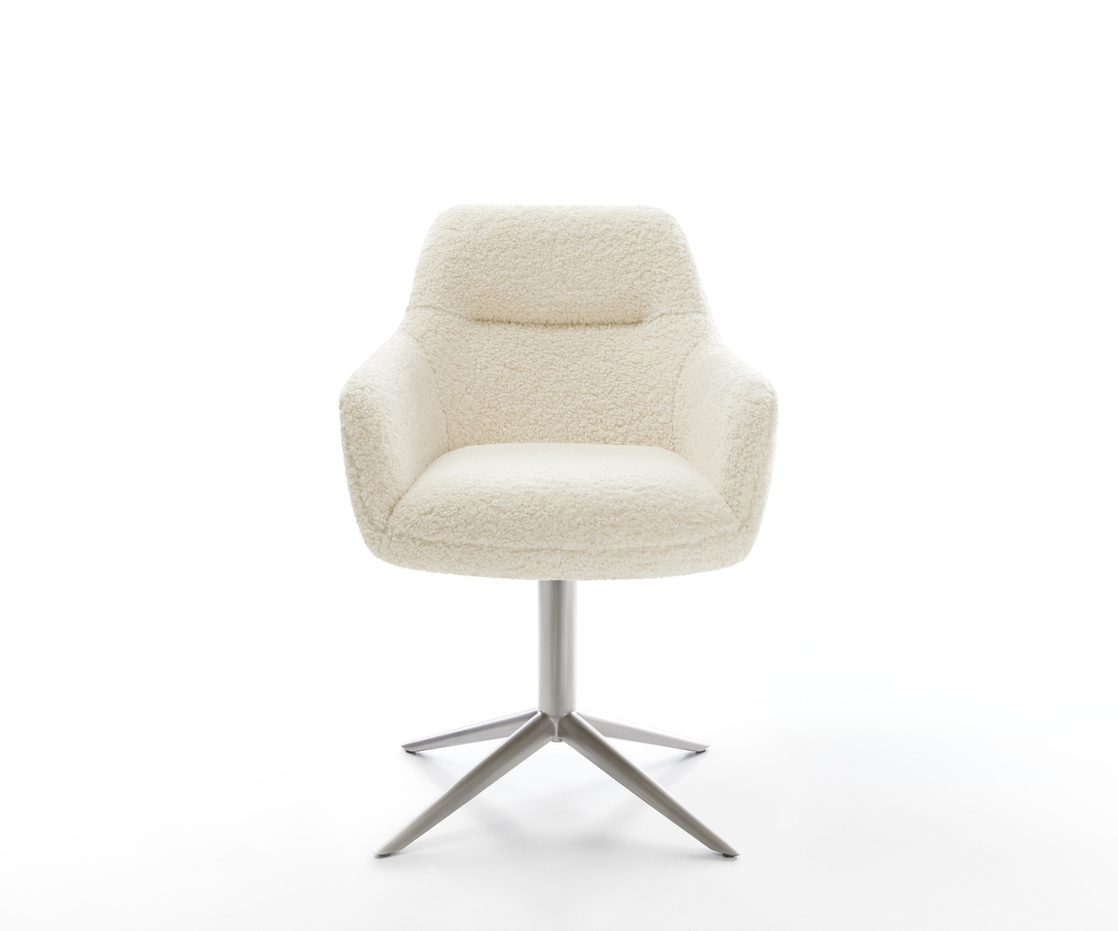 Jedálenská stolička Pejo-Flex teddy látka béžová krížová podstava nerezová oceľ 360° otočný hojdacia funkcia vrecková pružina - Image 2