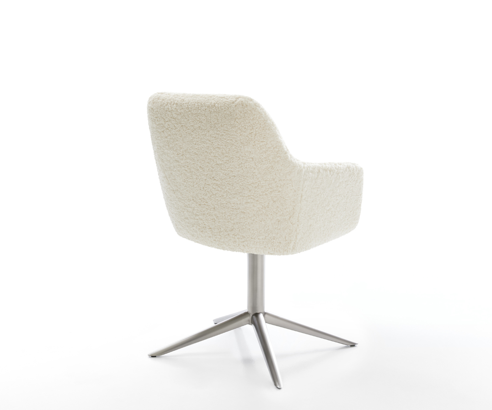 Jedálenská stolička Pejo-Flex teddy látka béžová krížová podstava nerezová oceľ 360° otočný hojdacia funkcia vrecková pružina - Image 5