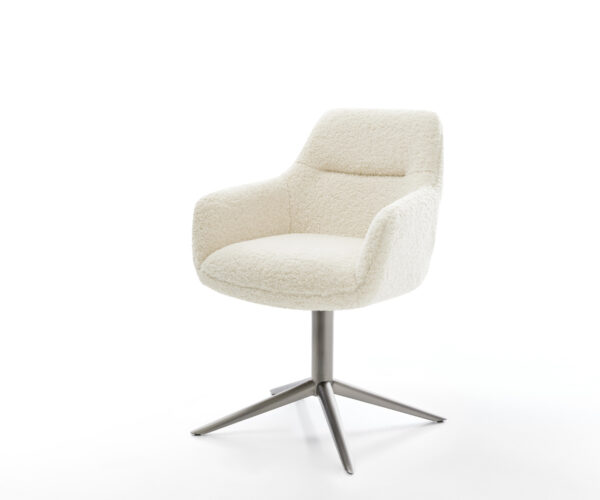 Jedálenská stolička Pejo-Flex teddy látka béžová podstava grafitová 360° otočný hojdacia funkcia vrecková pružina