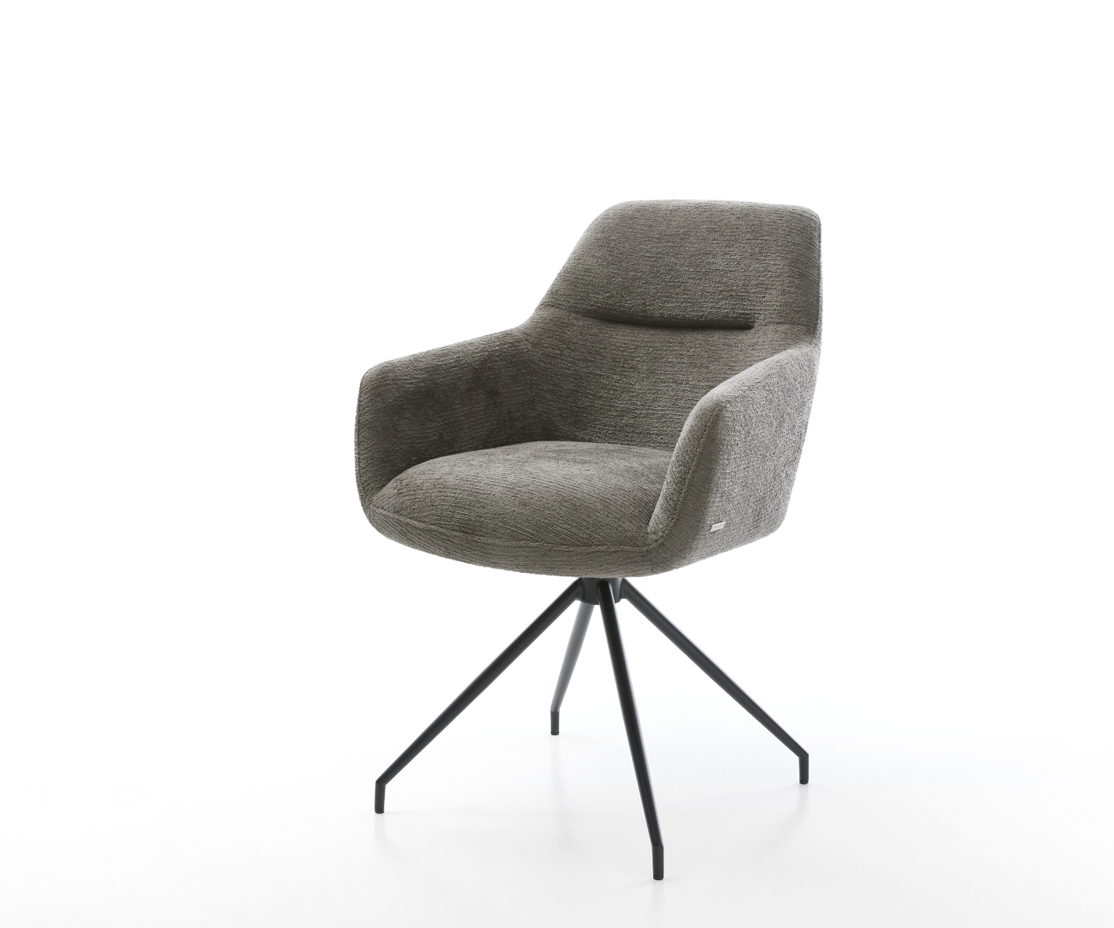 Jedálenská stolička Pejo-Flex bouclé mäkký tmavobéžová krížová podstava zúžená čierna vrecková pružina