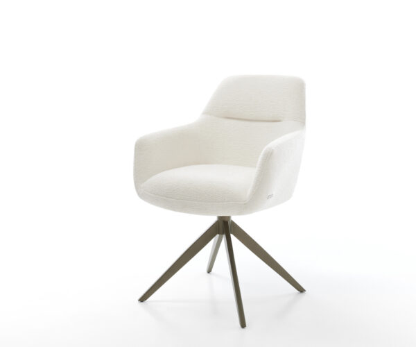 Jedálenská stolička Pejo-Flex bouclé mäkký béžová krížová podstava široká titánová farba 360° otočný hojdacia funkcia vrecková pružina