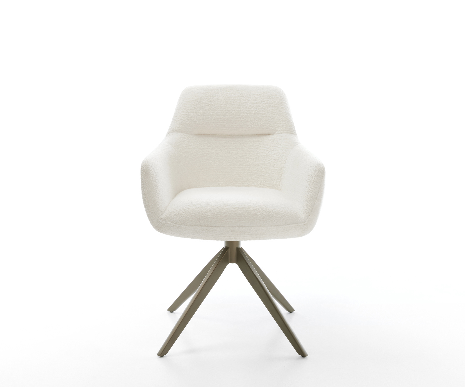 Jedálenská stolička Pejo-Flex bouclé mäkký béžová krížová podstava široká titánová farba 360° otočný hojdacia funkcia vrecková pružina - Image 2