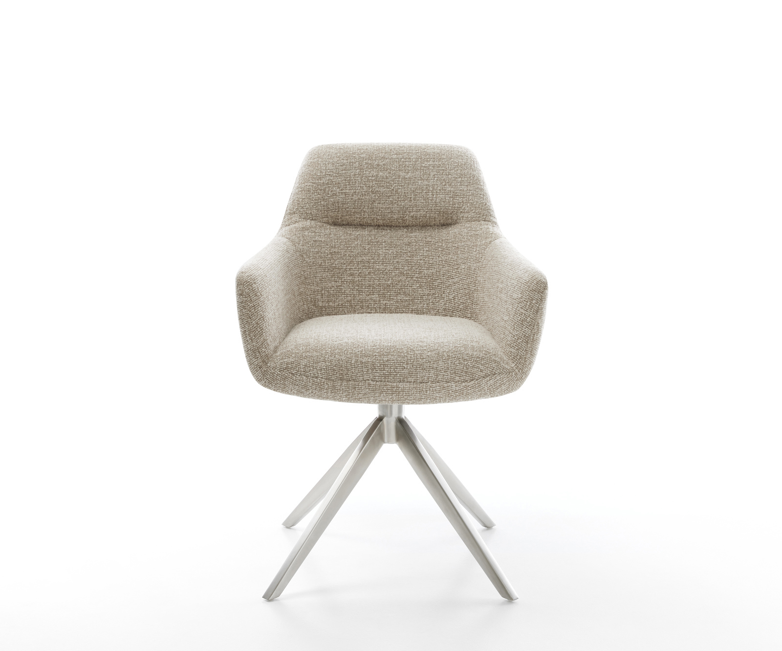 Jedálenská stolička Pejo-Flex tkanina mäkký béžová krížová podstava široká nerezová oceľ 360° otočný hojdacia funkcia vrecková pružina - Image 2