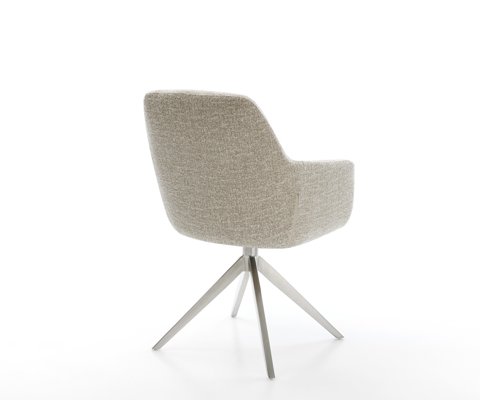 Jedálenská stolička Pejo-Flex tkanina mäkký béžová krížová podstava široká nerezová oceľ 360° otočný hojdacia funkcia vrecková pružina - Image 5