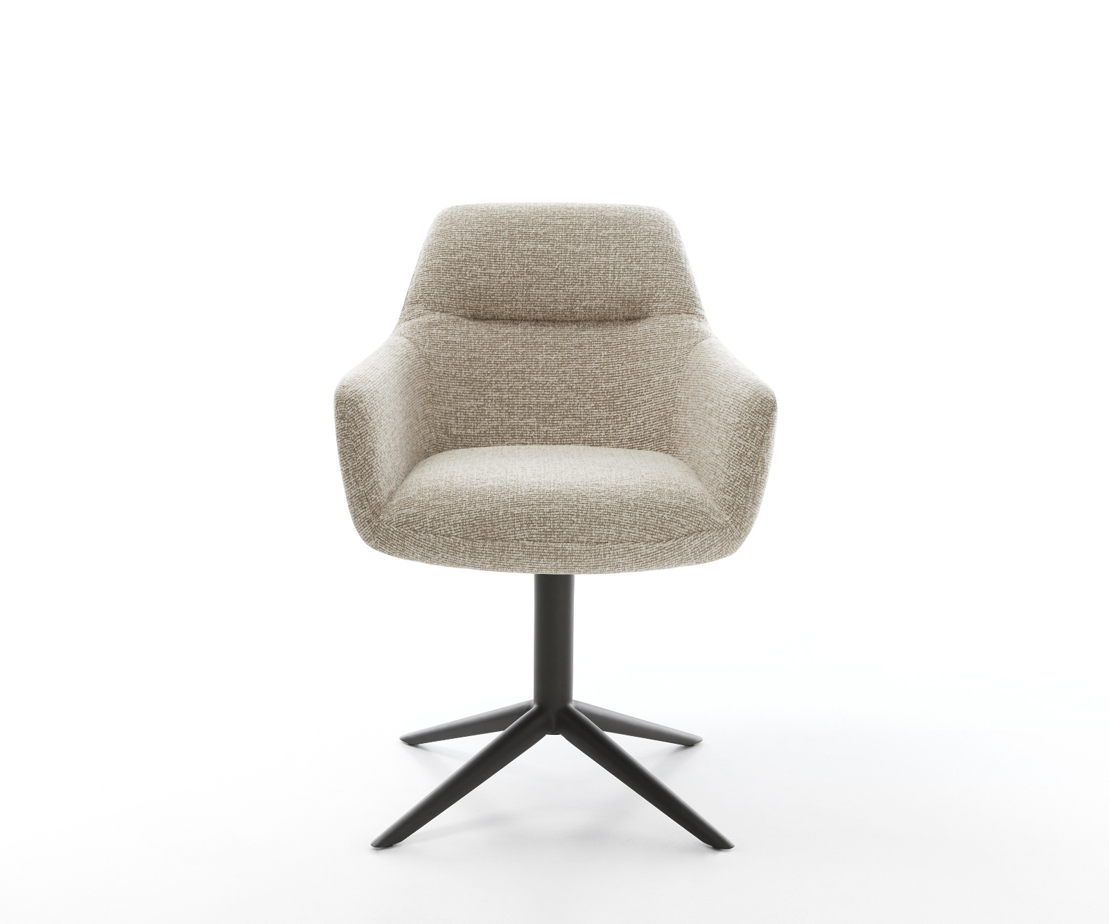 Jedálenská stolička Pejo-Flex tkanina mäkký béžová krížová podstava čierna 360° otočný hojdacia funkcia vrecková pružina - Image 2