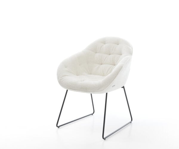 Jedálenská stolička Gaio-Flex bouclé mäkký béžová tenká podstava čierna