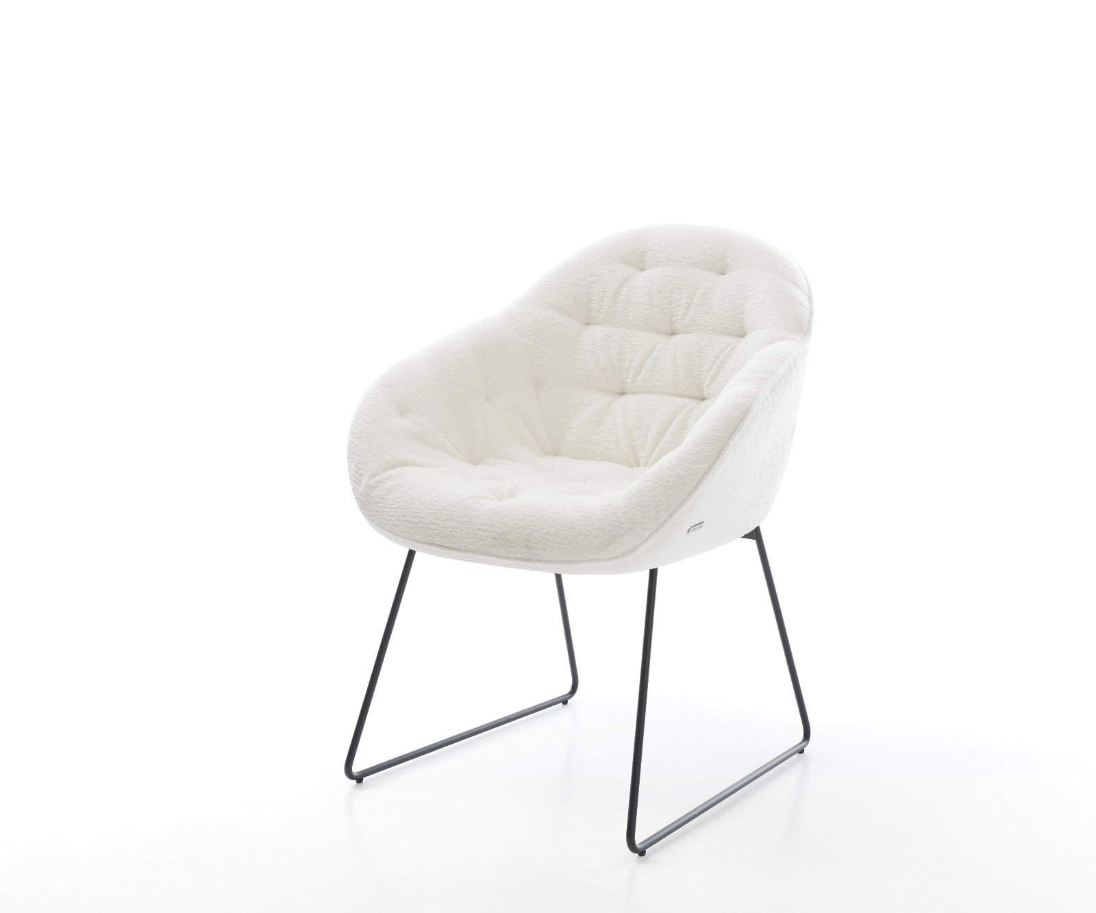 Jedálenská stolička Gaio-Flex bouclé mäkký béžová tenká podstava čierna