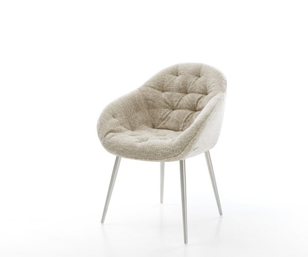 Jedálenská stolička Gaio-Flex tkanina mäkký béžová 4-nohá zúžená nerezová oceľ