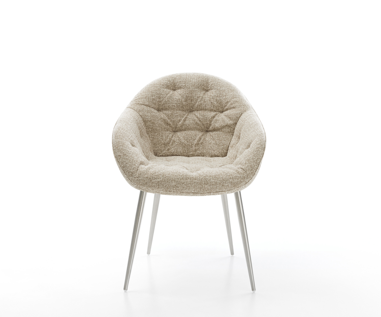 Jedálenská stolička Gaio-Flex tkanina mäkký béžová 4-nohá zúžená nerezová oceľ - Image 2