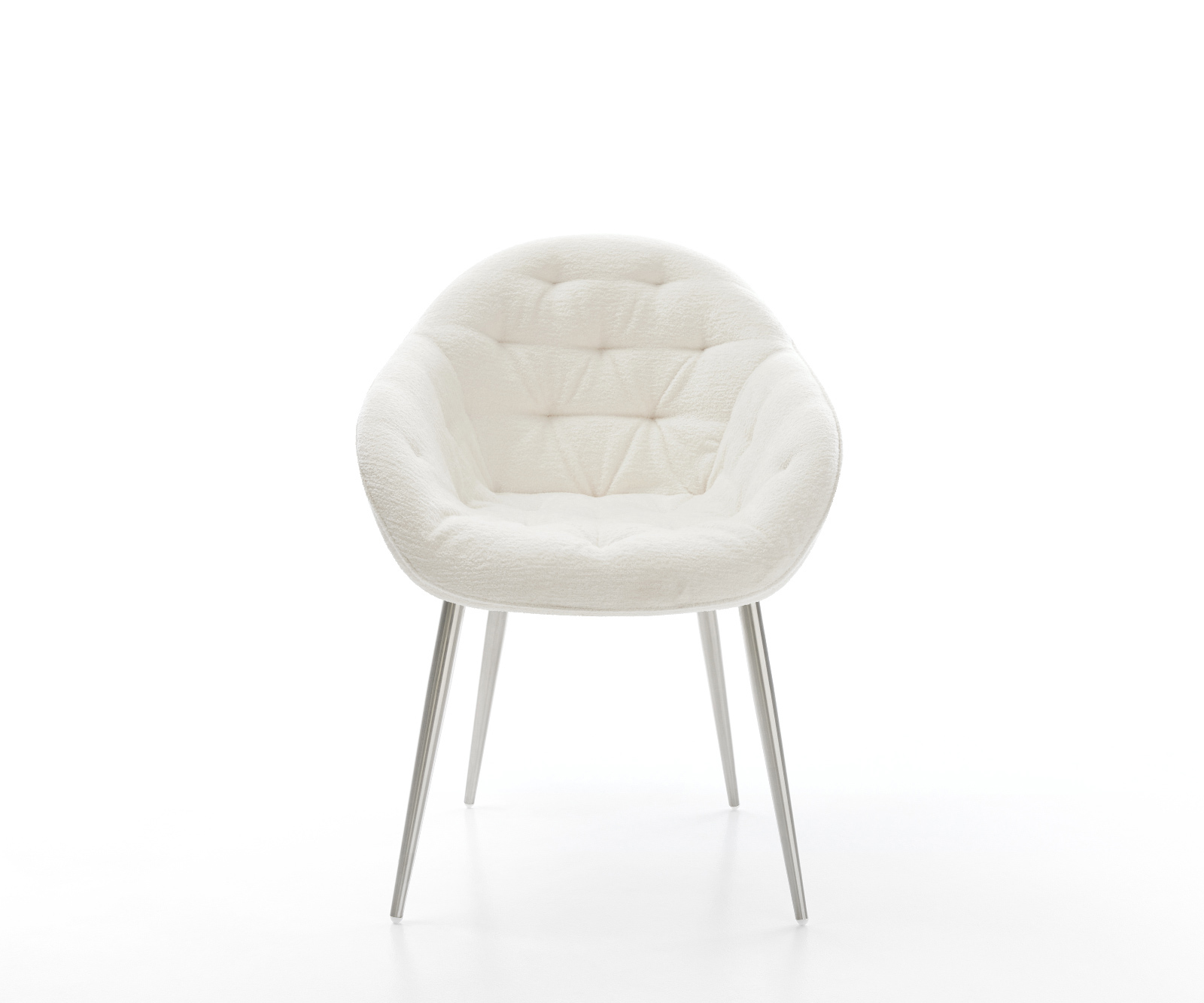 Jedálenská stolička Gaio-Flex bouclé mäkký béžová 4-nohá zúžená nerezová oceľ - Image 2