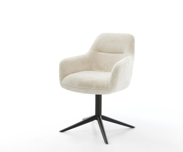 Jedálenská stolička Pejo-Flex plyšový manšester krémovo biela krížová podstava čierna 360° otočný hojdacia funkcia vrecková pružina