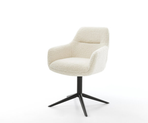 Jedálenská stolička Pejo-Flex teddy látka béžová čierna krížová podstava 360° otočný hojdacia funkcia vrecková pružina