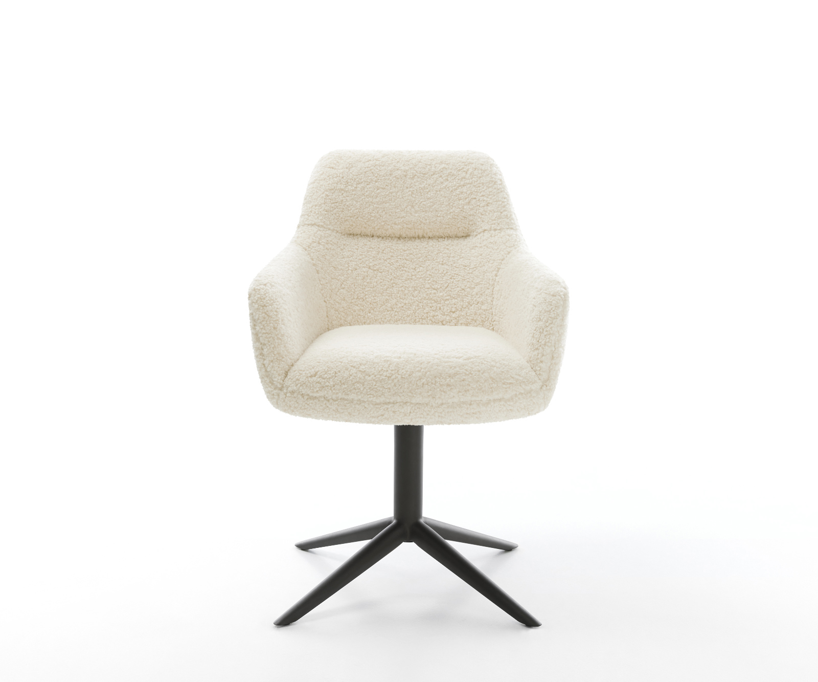 Jedálenská stolička Pejo-Flex teddy látka béžová čierna krížová podstava 360° otočný hojdacia funkcia vrecková pružina - Image 2