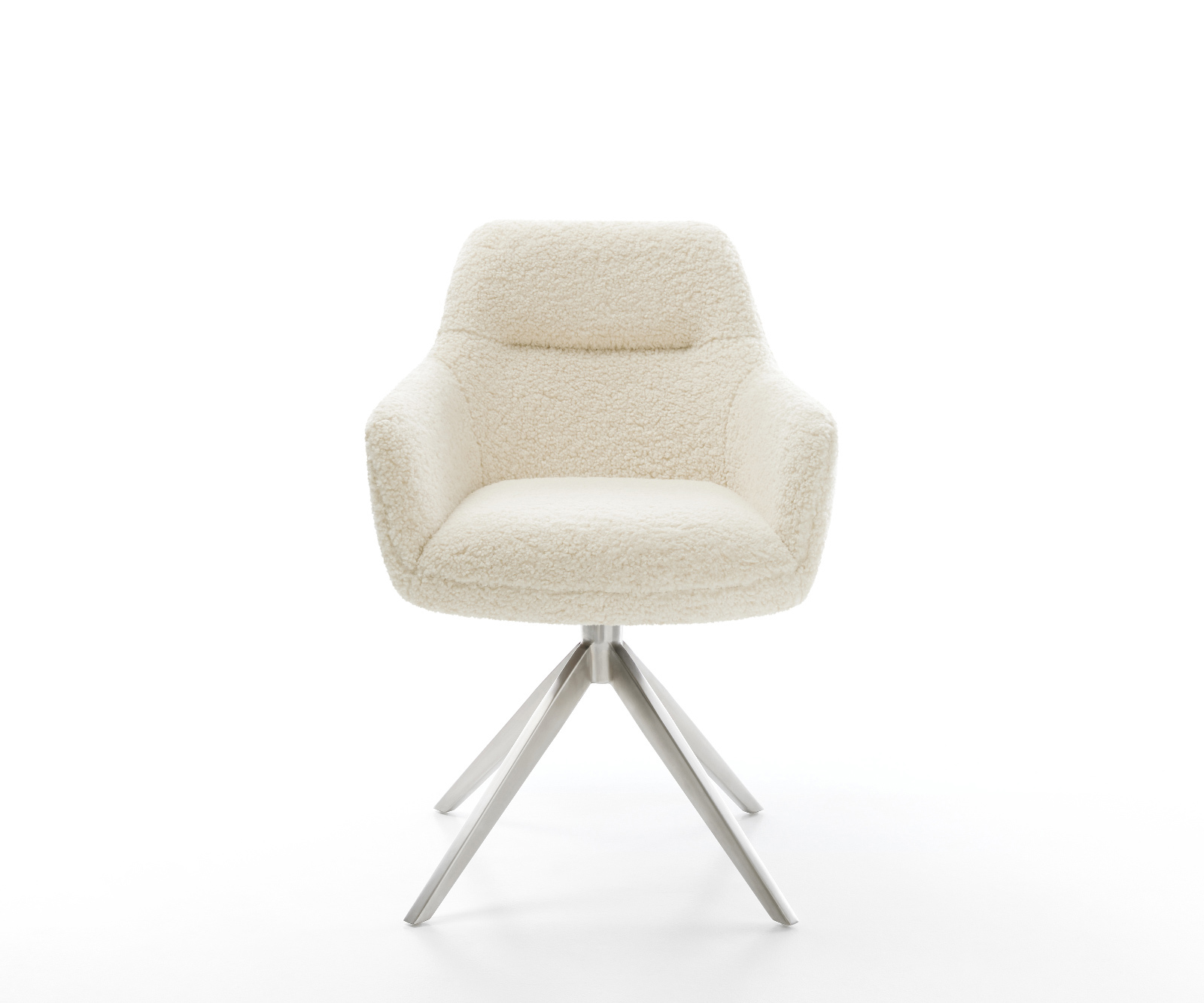 Jedálenská stolička Pejo-Flex teddy látka béžová krížová podstava široká nerezová oceľ 360° otočný hojdacia funkcia vrecková pružina - Image 2