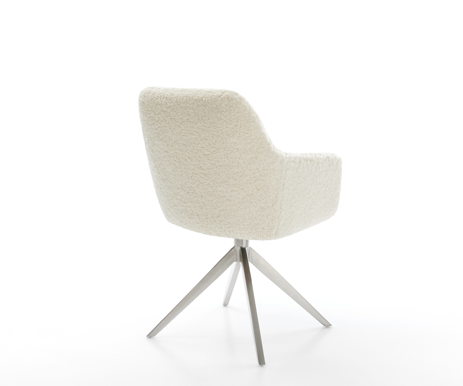 Jedálenská stolička Pejo-Flex teddy látka béžová krížová podstava široká nerezová oceľ 360° otočný hojdacia funkcia vrecková pružina - Image 5