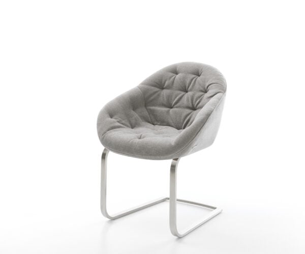 Konzolová jedálenská stolička Gaio-Flex texturovaná látka mäkký sivá konzolová jedálenská stolička plochý nerezová oceľ